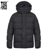 TIGER FORCE Men's winter jacket Mid-length Hooded Business Casual black Thicken markers man Parka Overcoat 70750 211129