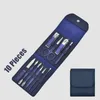 Niebieskie narzędzia do manicure Set Pro Max Ze Stali Nierdzewnej Profesjonalny Zestaw do maszynki do paznokci Pedicure Paronechia Nippers Trymer Cutters - 7 sztuk