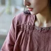 ジョニーチャー女性刺繍ビンテージ包帯ドレスラミーセブンスリーブローブ春ソリッドカラー中国風ベルトドレス210521