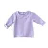 Jesień Baby Girl Lapel Koszulki Downing Koszula Śliczne Zewnętrzne Wear Top Dzieci Długie Rękaw Tees M3885
