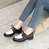 Saltos quadrados de mulher bombas feminino primavera outono ladies plataforma moda de moda pu Pu Casual Lace Up Sapatos pretos vestido de meninas