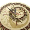 Prager astronomische Uhr aus Holz, Tschechische Republik, mittelalterliche Astronomie, Wandkunst, Astrologie, dekorative Wanduhr, Kunstwerk, Prag-Geschenk 210325