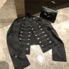 Vestes pour femmes YAMDI veste en jean de Style militaire boutons noirs souper Chic manteau femmes 2021 décontracté automne hiver