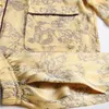 Moda vintage seda gelo pijamas têxteis para mulheres clássico confortável planta impresso sleepsuit férias ao ar livre decote em v homewear8355201
