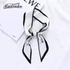 Шарфы Badinka 2021, черный, белый, длинный узкий шелковый шарф для волос, повязка на голову, женский кошелек с буквенным принтом, сумка на голову, платок Cheveux3993636