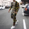 2021 Mäns Nya Retro Etniska Street Style Skriv ut Höst Fashion 3D Utskrift Casual Sports Round Neck Suit X0909