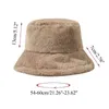 Moda Solid Color Winter Faux Fur Bucket Hat Kobiety Outdoor Gruby Ciepły Rybak Kapelusz Bob Lady Girl Travel Basin Cap Panama Y21111