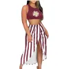 Casual Dresses Women Sleeveless Top Printing Slit Beach Long Maxi Skirt Two-piece Sets Skirts Womens 2021 Korean Fashion Bohemian