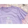 Japonais Soft Girl Summer Purple Rabbit Imprimé T-shirt à manches courtes Tee Étudiants Harajuku Petit Frais Lâche Kawaii Tshirt Tops 210322