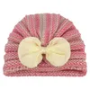 Infantile bébé chapeau arc chapeaux enfants enfant en bas âge enfants indien casquettes turban doux confortable automne hiver rayé tricoté chapeaux 10 couleurs