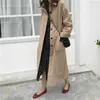 Frauen Herbst Langarm Mantel Trenchcoat Weibliche Tasche Strickjacke Gerade Hemd Windjacke Manteau Femme Hiver Mantel 210914