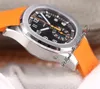 OMF 5968A ETA A7750 A520 Automatisch Chronograph Mens Watch Stahlhülle graues Textur Dial Orange Gummi -Gurt Date Spure Edition 20212010