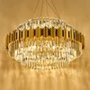 Lustre en cristal d'or moderne éclairage lampes suspendues pour salon lampe ronde de luxe décoration de la maison chaîne LED luminaires en cristal