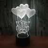 Tafellampen 3D-lamp Acryl Illusion Lampe Night Light Happy Birthday Love Heart for Kids Minnaar Valentine Geschenken Nachtkastje