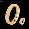 Donia smycken lyx Bangle fourleaf blomma överdriven titanstål armband mikroinlaid färgad zirkon europeisk och amerikansk902495099