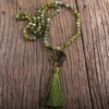 Fashion Bohemian Jewelry Semi Precious Stones Knotted Druzy Stone Links Tassel Necklaces For Women Boho Necklace Pendant