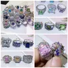 925 SilverPlated Rings Super Flash Gemstone MicroInlaid Zircon Men Women Ring Color Zirconium Fashion Exaggerated Mixed Batch7547504