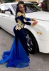 2021 Appliques oro Abiti da sera sirena maniche lunghe dalla spalla African African Special Occasion Prom Party Dress