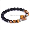 Fios encantos de esferas de pedra natural ajust￡vel Pulseira de forma de pir￢mide para mulheres pulseiras de chakra de energia Bracelets homens homens feitos de ioga feita ￠ m￣o Bea bea