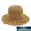 Sombrero de paja de señora tejido de hierba especialmente fino de estilo japonés coreano, sombreros de cubo hechos a mano plegables, ala ancha de playa elegante a la moda