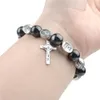 Bracelet religieux miséricordieux Jésus Hématite Perles noires