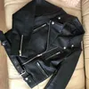 Ailegogo Kvinnor Vår Höst Svart Faux Leather Jackor Zipper Basic Coat Turn-down Collar Motor Biker Jacka med bälte 211130