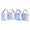 8 stilar Påskkanin Bucket Festlig Canvas Cute Rabbit Face Basket Candy Gift Tote Bag Festival Party Decoration