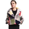 Ädla riktiga päls fårskinnrockar för kvinnor vinter mode ull coat kvinnlig varm outwear patchwork sheep shearing jacka 210927