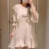 Été Fée Robes Mujer Doux Volants En Mousseline De Soie Perspectivité Chemise Robe O-cou Demi Manches Robes Lâches pour Femmes 210514