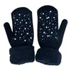 Cinq doigts gants 1 paire femmes solide cachemire chaud hiver femme mitaines de poignet de main sans doigts