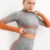 Yoga Outfit с длинным рукавом женские спортивные футболки T-рубашки для женщин бегущий тренировочный носитель женские спортивные бесшовные урожай вершины фитнес женский