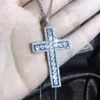 Cross Pendant Multi Style 925 Sterling Silver Pave White CZ Diamond Iced Out Clavicle Necklaces Gift