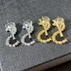Brincos de desenhista para mulheres de luxo jóias de prata letras de ouro aro brinco mulheres moda marca orelha pregos D22021701YY