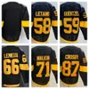 KOB Team Classics Heritage Hockey Jersey 58 KRIS LETANG 59 Jake Guentzel Evgeni Malkin Stadium Series Alternate Black Men reverso Retro Blu