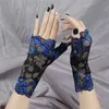 Старинные длинные женские женские сексуальные кружевные перчатки леди танцевальные половины пальца Fishnet перчатки, выдолбленные из высокоэластичности сетки сетки Y0827