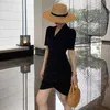 Chic OL Blazer Dress Ladies Mini Party Fashion Elegant Female One Korean Short Sleeve Office White 210601