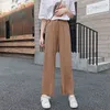 Frauen Hosen Frühling Sommer Mode Weibliche Casual Lose Feste Split Elasitc Taille Elegante Breite Bein Hose Chiffon-Hose 210514