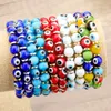 Handmade Jewelry Turkish Beaded Bracelet Link Chain Amulet Religious Evil Nazar Eye Blue Crystal Bracelets for Women