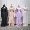 Etnisk Kläder Solid Open Abaya Kimono Dubai Turkiet Kaftan Muslim Cardigan Abayas Klänningar för Kvinnor Casual Robe Femme Caftan Islam