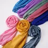 Мусульманские шарфы Hijab женские атласные шали и обертки головы шарф женские одинаковые цвета поступление гладкий матовый цвет шелк атласный шарф