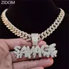 Mężczyźni Hip Hop Dzisrawne litery Wisiorek Naszyjnik z 13mm Miami Kubański łańcuch Mrożone Out Bling Hiphop Naszyjniki Mężczyzna Moda Biżuteria 210929