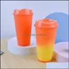 Cozinha de bebida, Bar de jantar Home Garden16oz Color Mudando Copo Água Mágica Plástico Reutilizável Beber Tumblers com tampa Cerveja Canecas Café