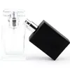 200pcs 30ml Square Clear Black Glass Perfume Atomizer Bottle 1oz Sprayer Refillable Transparent Travel Portable bottle SN1287