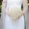 Wedding Flowers YouLaPan F24 Full Pearls Ivory&white Bouquet Handmade Waterfull Bride Luxury Bridal Accessories Jewelry