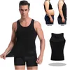 Män Kroppsformare Tight Skinny Ärmlös Skjorta Fitness Midja Trainer Elastisk Abdomen Tank Toppar Slimming Boobs Gym Vest 3 st