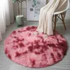 Arc-en-ciel coloré doux moelleux tapis fille ronde tapis poilu pour chambre décoration tapis shaggy chevet tapis princesse Style 210917