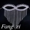 Utsökt Sexig Rhinestone Tassel Eye Women Belly Luxury Shining Crystal Mask Mode Dance Face Smycken