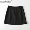 Summer Mini Skirt Sexy A Line High Waisted Office Ladies Split s Back Zipper s Blue Purple Pink 210604