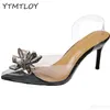 Transparent PVC Sandals Women Pointed Clear Crystal Cup High Heel Stilettos Sexy Pumps Summer Size 34-43 Zapatillas Mujer Casa Slippers
