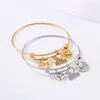 Bracelet en acier inoxydable bricolage bracelet en forme de cœur bracelets de charme et pour femme 50-65 mm de bijoux à la recherche de fournitures extensibles